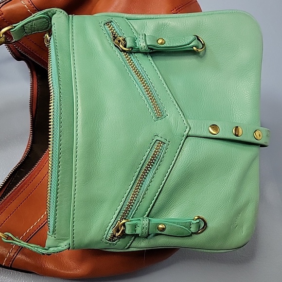 SABINA NewYork  Genuine Green Leather Crossbody Bag . - Picture 1 of 17